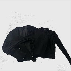 Faux suede light jacket blazer with semi cropped black long sleeve! 2 for 1 :)